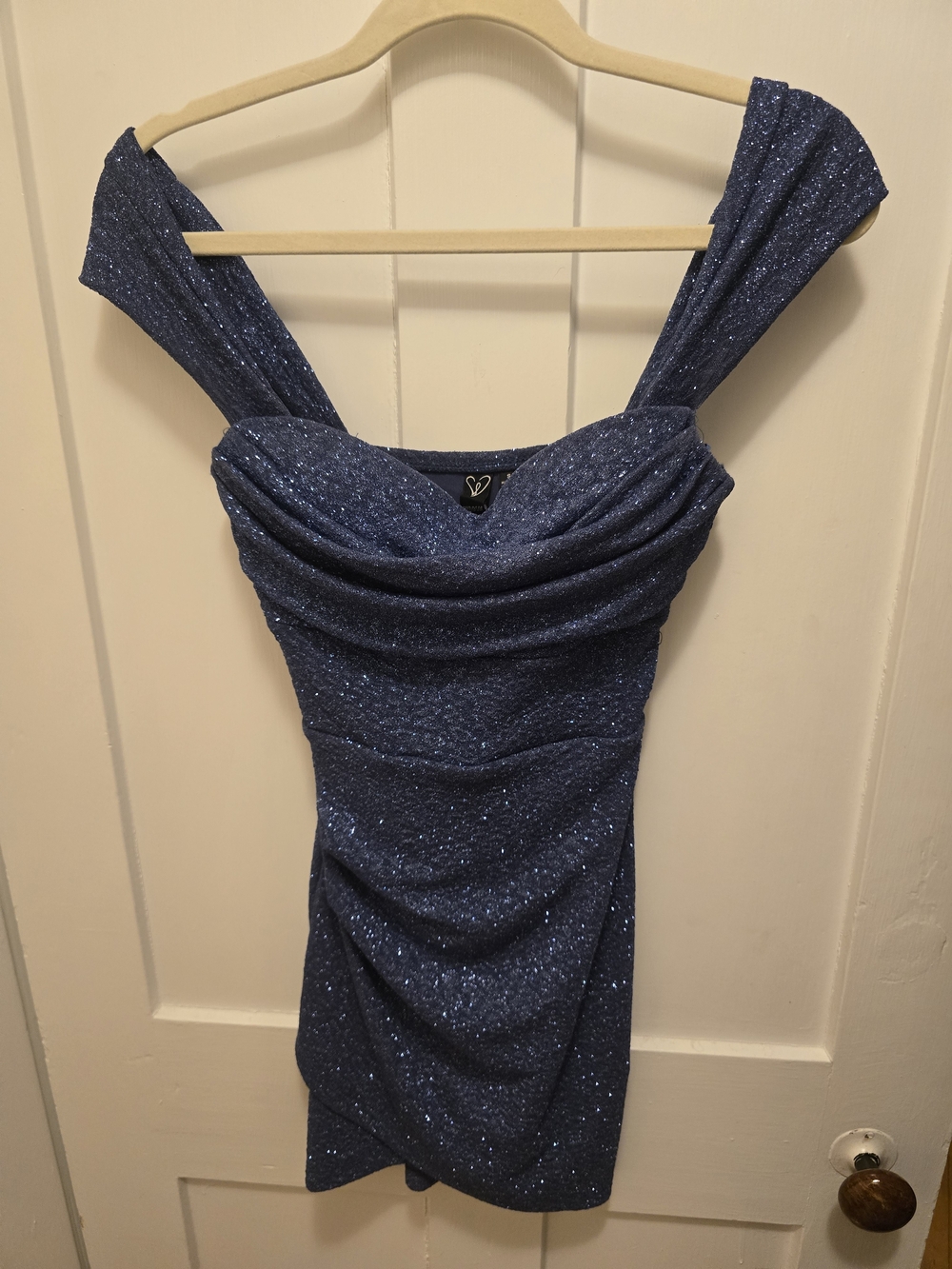 Sparkle Navy Blue Ruched Cocktail Dress